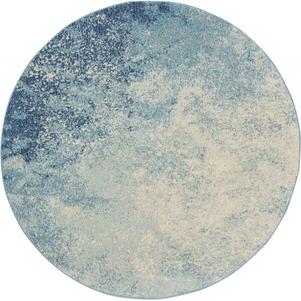 Palacedesigns 5 ft. Round Light Blue & Ivory Abstract Sky Area Rug PA3670745 - main